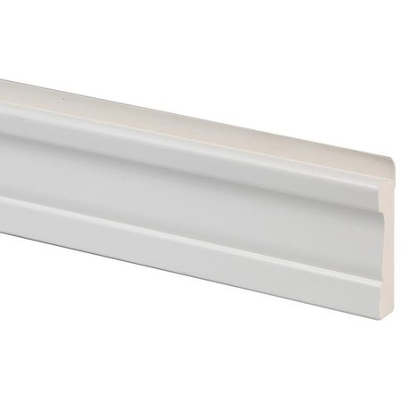 INTEPLAST GROUP Wainscot Base Moulding, 8 ft L, 158 in W, 1116 in Thick, PVC, White 16230800891